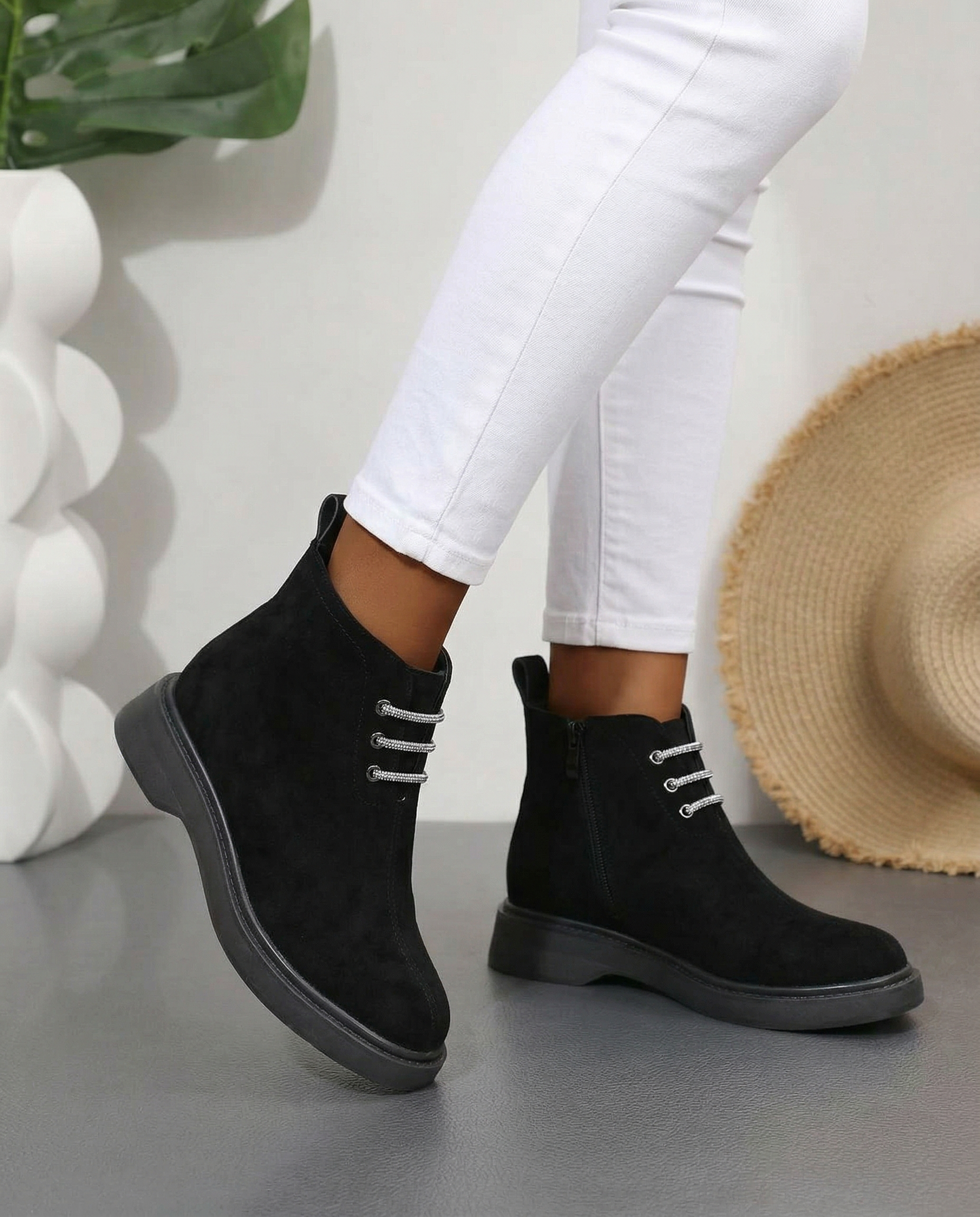 Suede Lace-Up Ankle Boots – BT080 1 Suede Lace-Up Ankle Boots – BT080