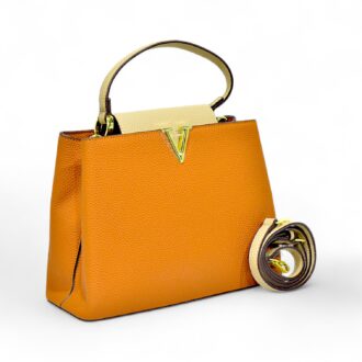 Model HB1061 – Elegant Leather Handbag with Signature “V” Accent