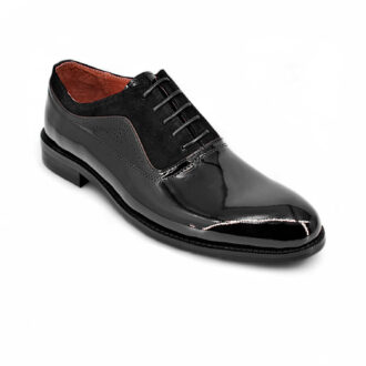 City Walk Gents Formal Shoes – LB1348 | Black Glossy Leather Lace-Up with Suede Finish