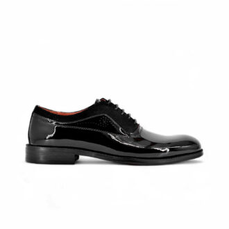 City Walk Gents Formal Shoes – LB1348 | Black Glossy Leather Lace-Up with Suede Finish