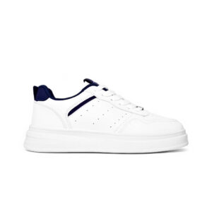 SPT477 Men’s Low-Top Sneakers – Classic White with Navy & Olive Accents