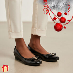 Ladies Patent Bow Ballerina – DL253