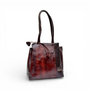 Crocodile-Embossed Leather Handbag - HB1084