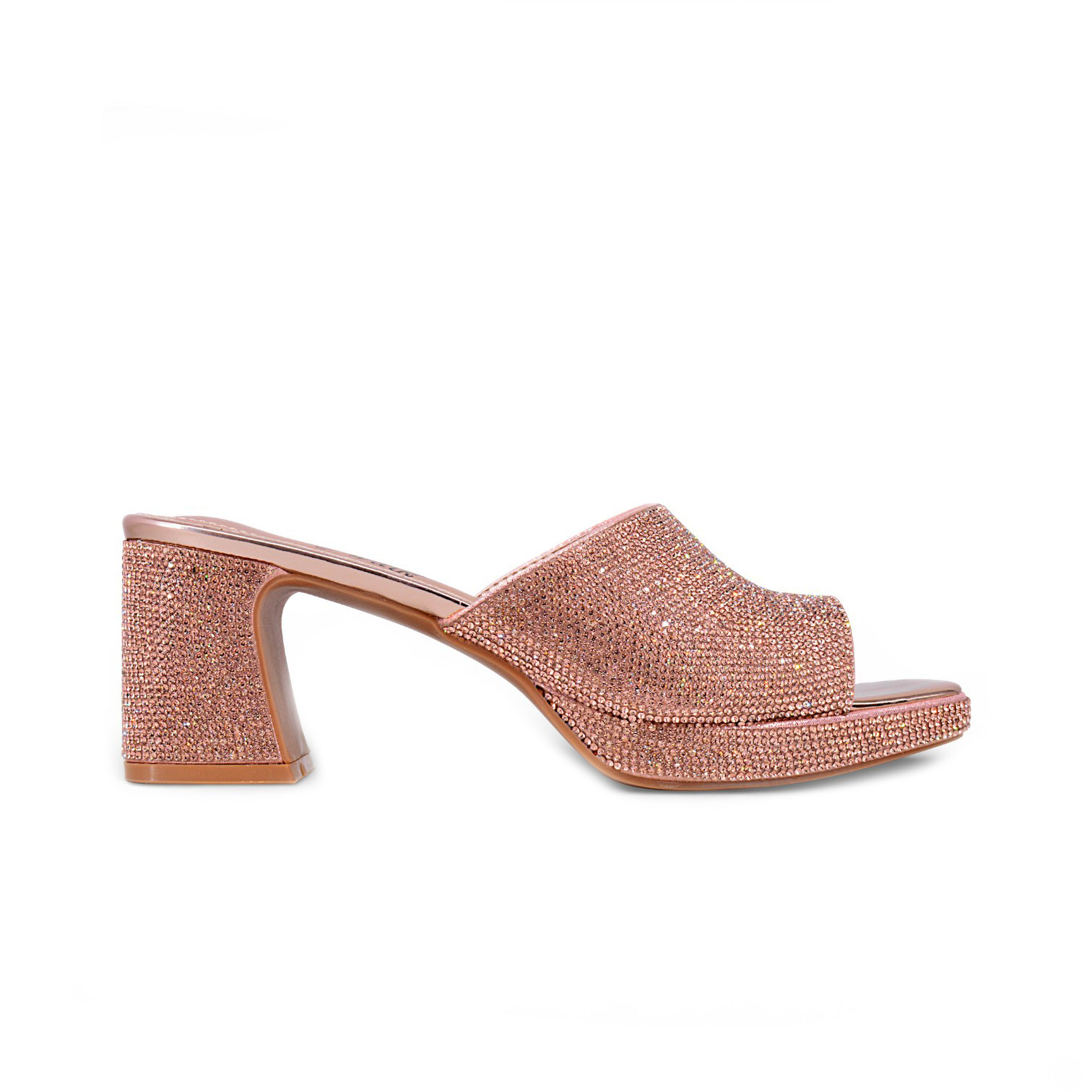 Sparkly Block Heel Mule Sandals – EV574 2 Sparkly Block Heel Mule Sandals – EV574